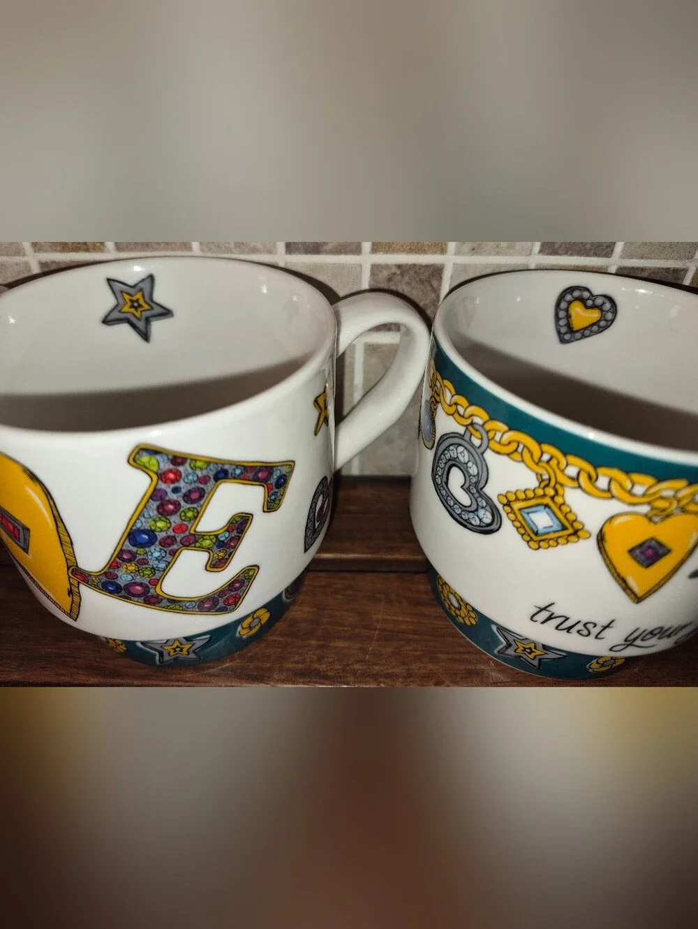 3 Ceramic Coffee Mugs,  Brighton 